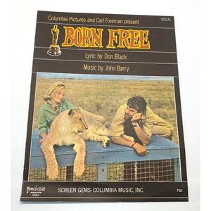 Born Free Vintage Piano Sheet Music Don Black 1967 Movie John Barry